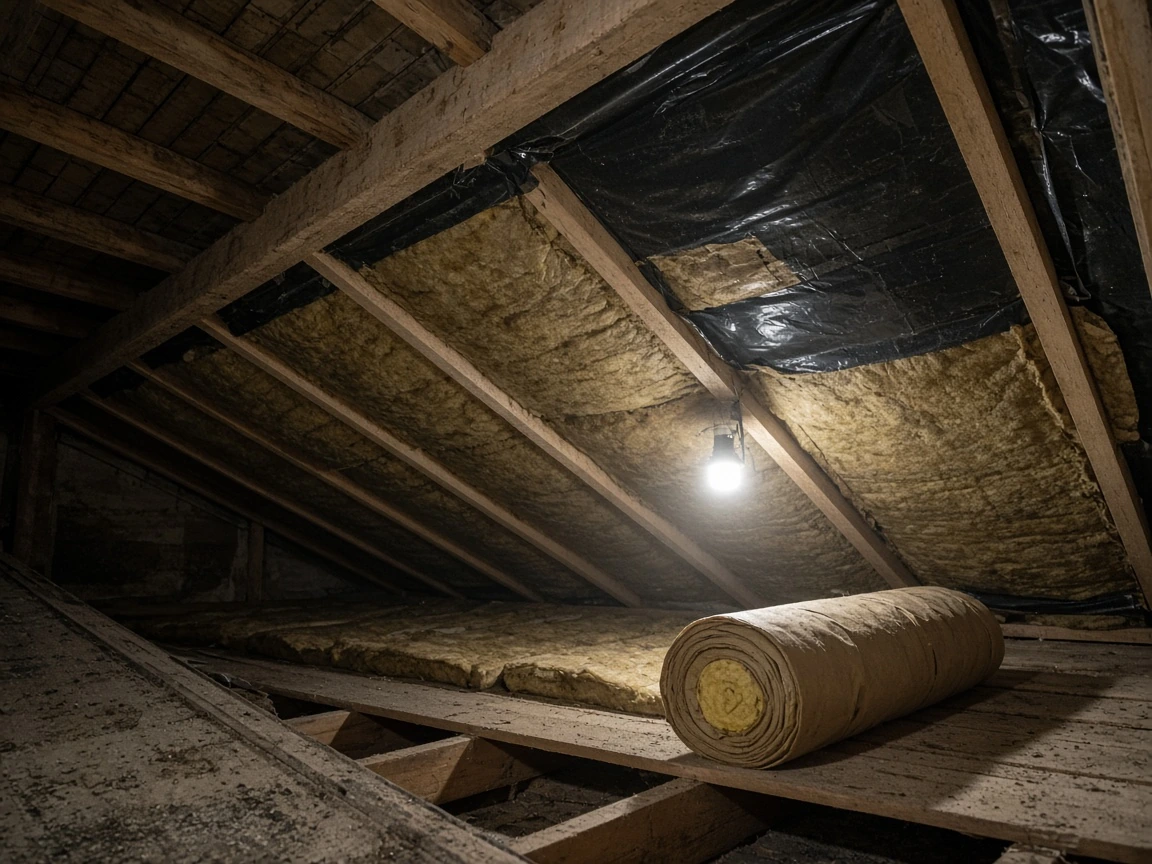 Isolation des combles en cours sous charpente.